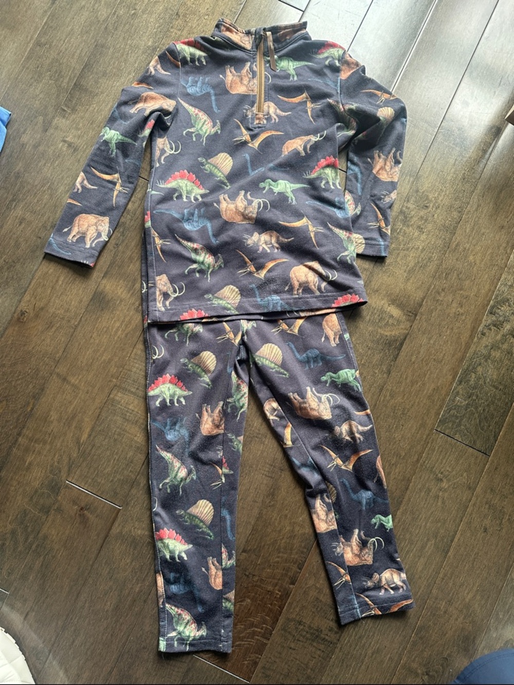 Kids Navy Dinosaur Print Ski layer Set - Cozy Two-Piece